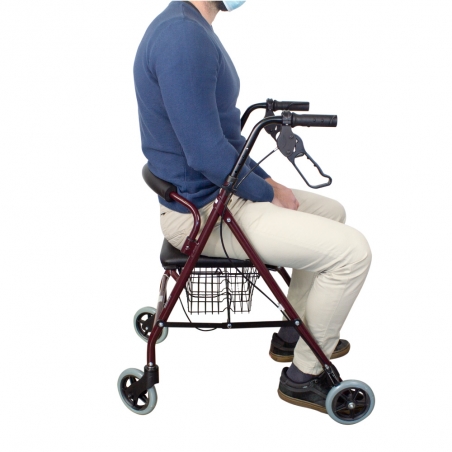 Clinicalfy Mérida Andador para ancianos Ajustable Plegable Para adultos  Acero Empuñaduras ergonómicas Ligero Con Asiento Azul