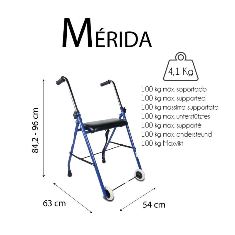 Andador Para Adultos Clinicalfy Plegable Aluminio Resistente Asiento Y  Respaldo Azul Paterna con Ofertas en Carrefour