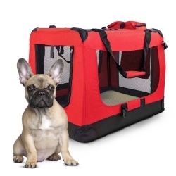 Transportín para mascotas | Varias tallas | Diferentes pesos | Plegable | Rojo | Balú | Mobiclinic Talla L: 70x52,5x50 cm