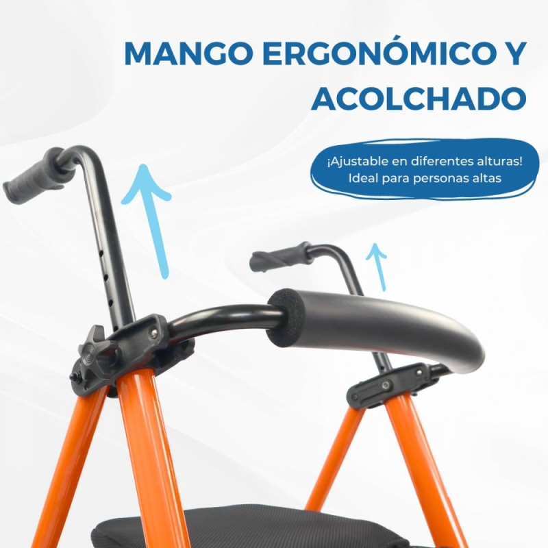 Clinicalfy Mérida Andador para ancianos Ajustable Plegable Para adultos  Acero Empuñaduras ergonómicas Ligero Con Asiento Azul