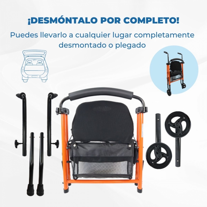 Clinicalfy Mérida Andador para ancianos Ajustable Plegable Para adultos  Acero Empuñaduras ergonómicas Ligero Con Asiento Azul