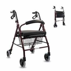 Andadores verticales para personas mayores con asiento y reposabrazos,  rodillo de altura ajustable para ancianos y discapacitados, ayuda ligera y