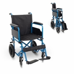 Silla de ruedas plegable, Respaldo reclinable, Elevador de piernas y  reposacabeza, Ortopédica