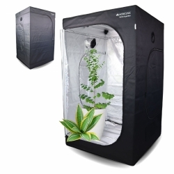 Armario de cultivo | Impermeable | Negro| Nylon | Carga max.28 kg | Fondo desmontable | Barras de sujeción |Growbox | Mobiclinic Talla M (120x120x200c