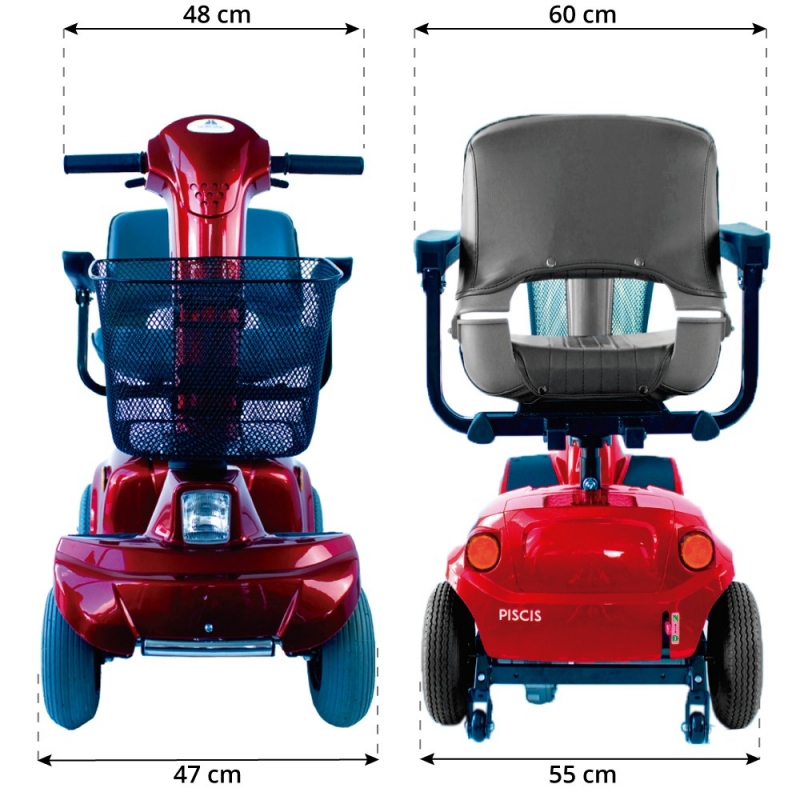 Scooter électrique pour handicapés, 4 roues, Premium, Démontable, Auton. 30 km, 12V, Bordeaux, Libra