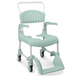 Siège de douche avec WC | Accoudoirs et repose-pieds | Avec roues | Différentes hauteurs | CLEAN Alto asiento de 49 cm