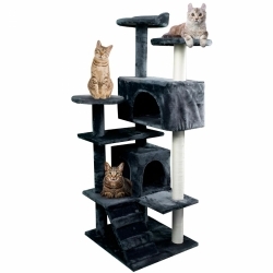 Arbre à chat | Grand | Griffoir | 5 hauteurs | 50x50x132 cm | 13kg | Gris | Tico| Supporte 10 kg | Mobiclinic