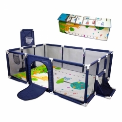 Aire de jeux pour enfants | Tapis | 128x233 cm | Anneaux | Panier de football et filet | Sac de transport | Kidland | Mobiclinic