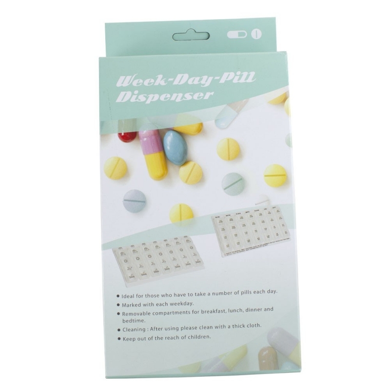 Porta pillole settimanale, 3 dosi giornaliere, Sistema di lettura Braille