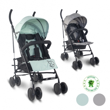 Passeggino per bambini 15 kg pieghevole schienale reclinabile 4 ruote  Buggago