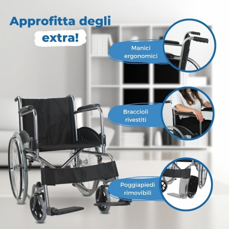 Mobiclinic®, Sedie a rotelle, Leggera, Alcazar, Semovente, Freno di  stazionamento, Seduta 46 cm, Marchio europeo, Pedane pieghevoli, Braccioli  imbottiti, Robusta, Ruote mazic, Nero : : Salute e cura della  persona