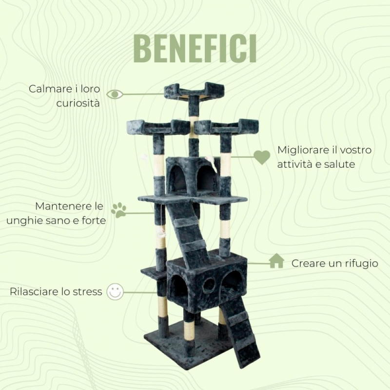 Tiragraffi per gatti, Grande, Rifugio, 4 altezze, 50x50x170cm