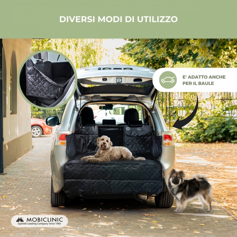 Coprisedili auto per cani Mobiclinic Universali Antiscivolo Impermeabili  Tasca laterale Nero Sammy