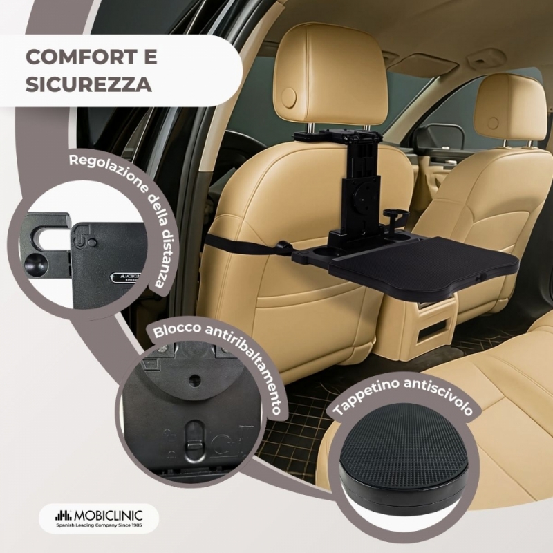 Vassoio Portabicchieri Per Auto Bonfixe – Capacità 1,1 Kg – Silicone Platino – Nero/Bianco