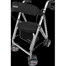 Deambulatore con sedile | Alluminio | 4 ruote | Nero | Kanguro HD | FORTA