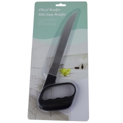 Coltello professionale | Impugnatura ergonomica | Lama liscia | Acciaio inox | Nero