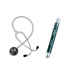 Kit per studenti di medicina | Bianco | Fonendoscopio Riester® Duplex 2.0 | Lanterna di diagnostico LED| Riester