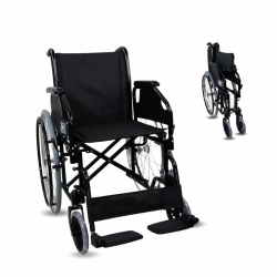 Sedia a rotelle | Pieghevole | Acciaio |Ruote grandi | Nero | Catedral | Ortopedica | Mobiclinic