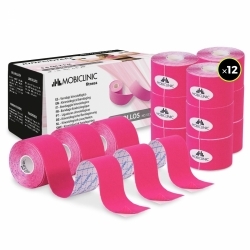 Confezione Kinesiotape | Bendaggio neuromuscolare | 12pz | 5cm X 5 mt | Mobitape | Mobiclinic Rosa