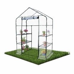 Serra con ripiani | Porta avvolgibile | Fissaggio sicuro | Impermeabile | PVC | 143x73x195 cm | Home Grow | Mobiclinic